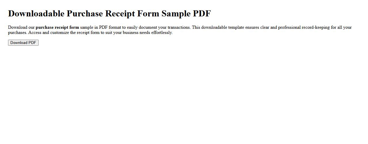 Downloadable purchase receipt form sample PDF image preview