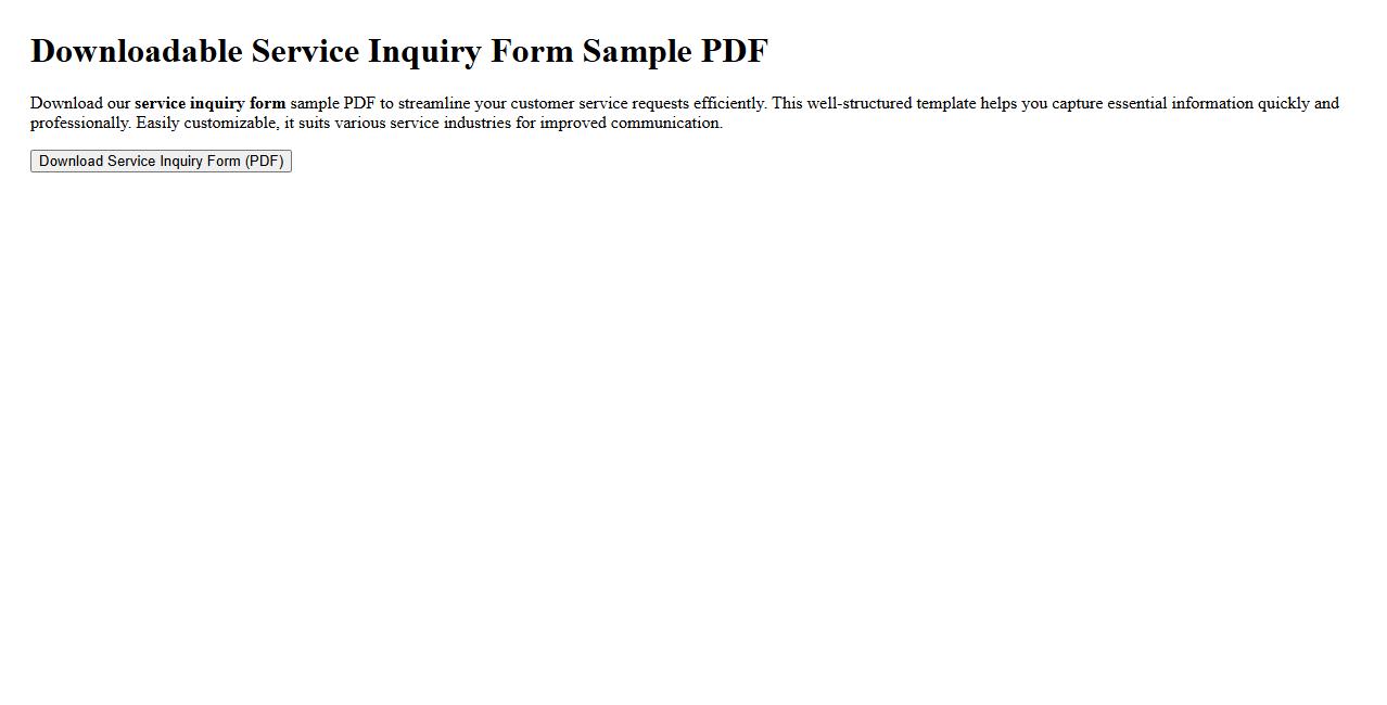 downloadable service inquiry form sample PDF image preview