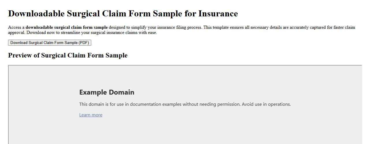 downloadable surgical claim form sample for insurance image preview