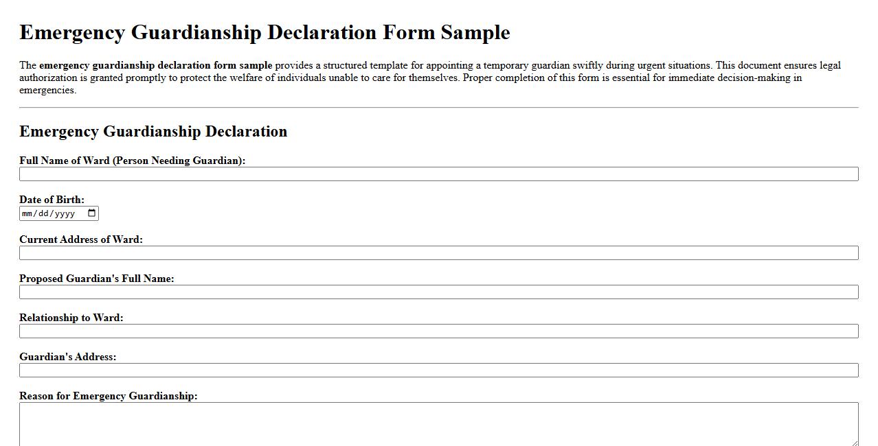 Emergency guardianship declaration form sample image preview