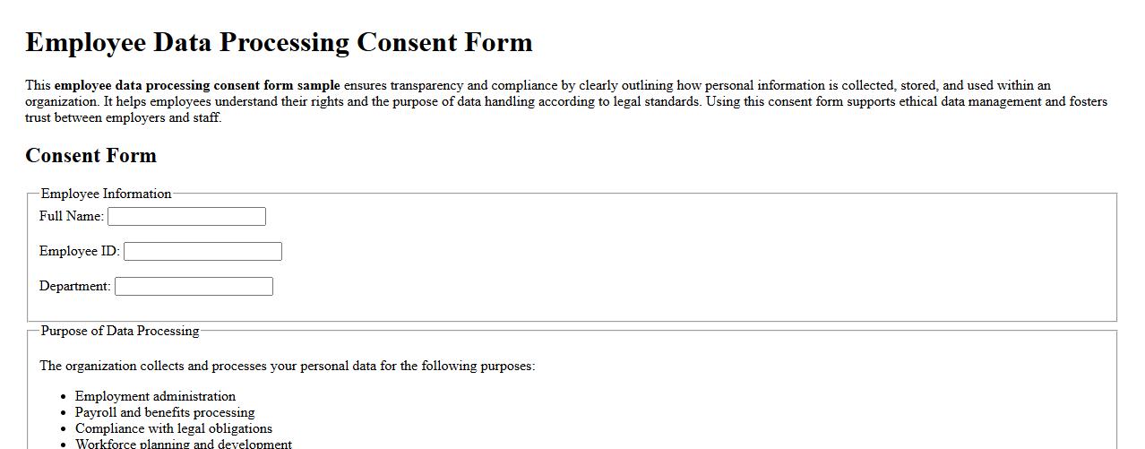 employee data processing consent form sample image preview