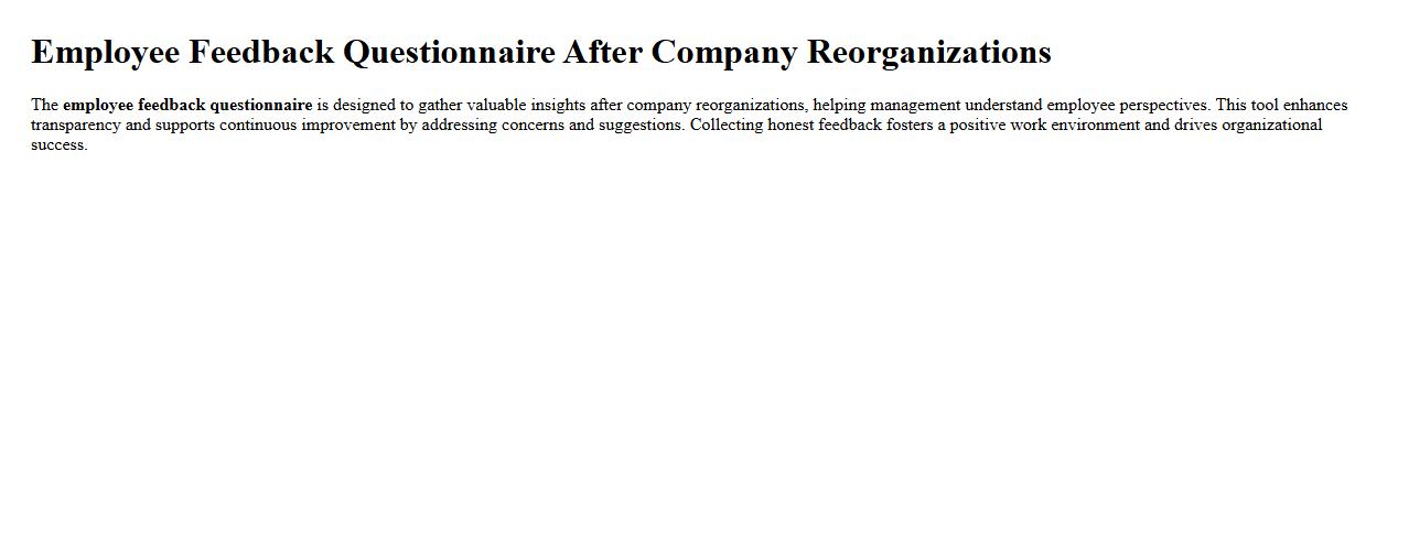 Employee feedback questionnaire after company reorganizations image preview