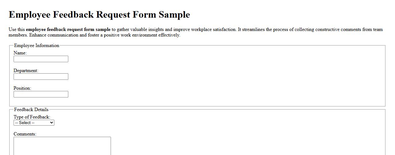 employee feedback request form sample image preview