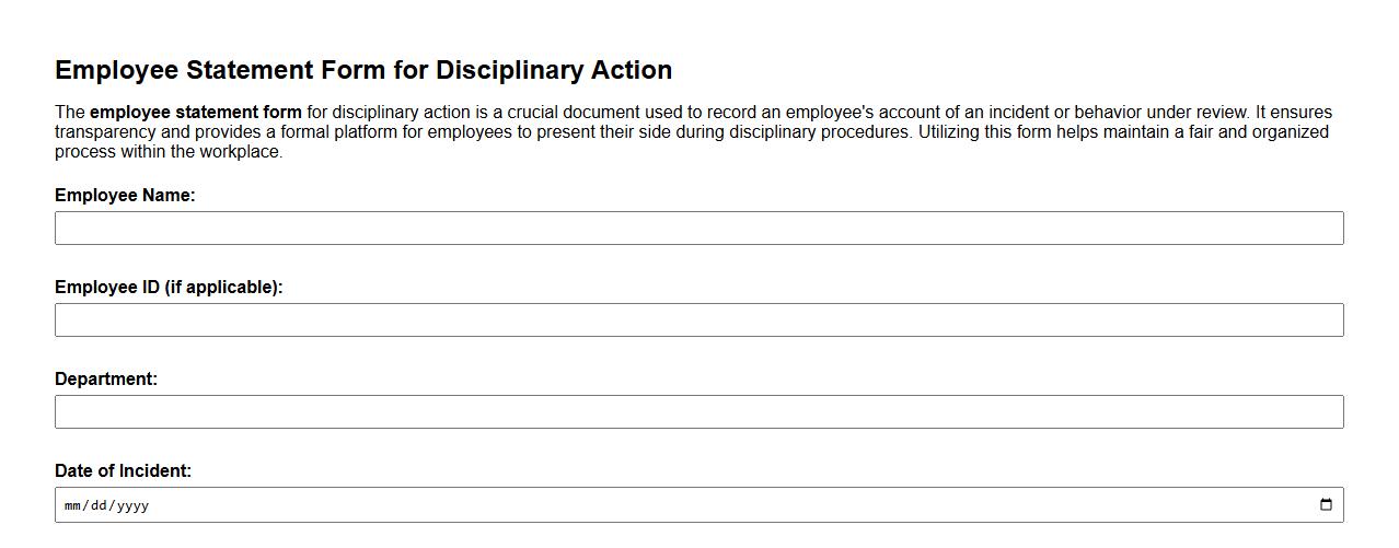 Employee statement form sample for disciplinary action image preview