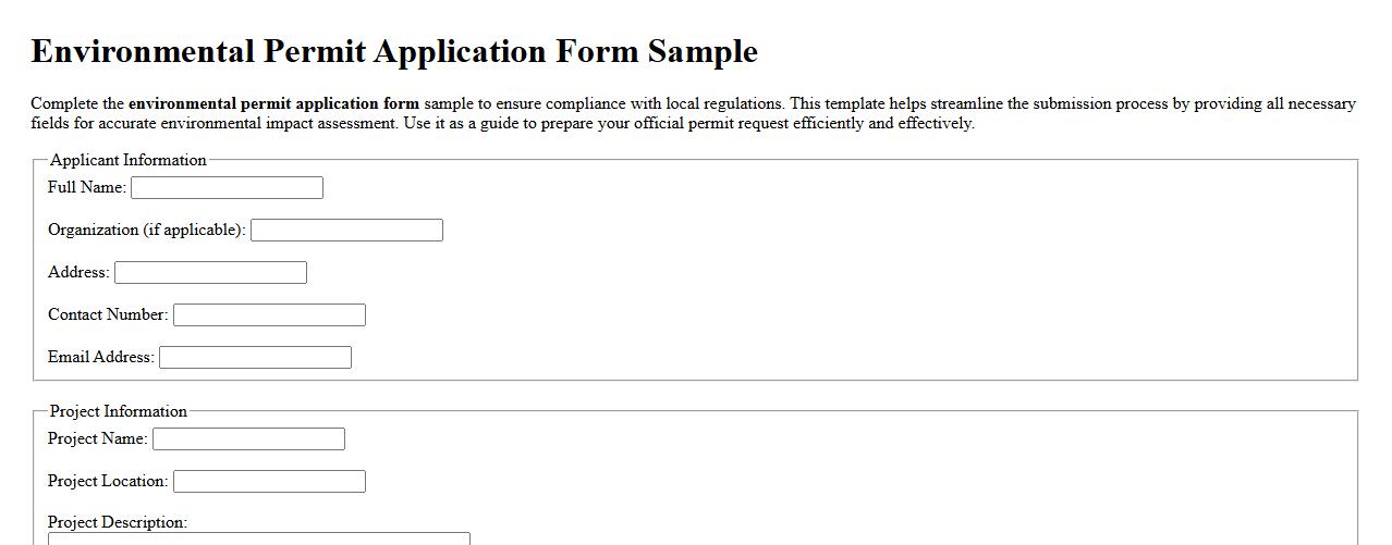 Environmental permit application form sample image preview
