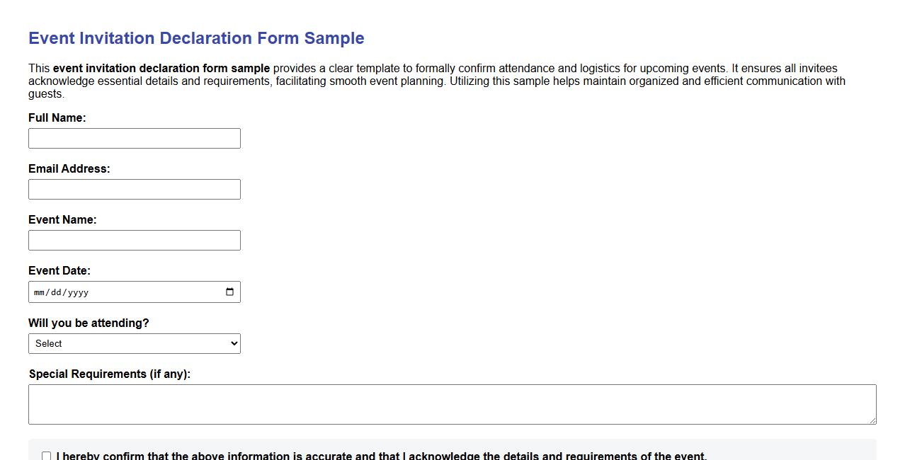 event invitation declaration form sample image preview