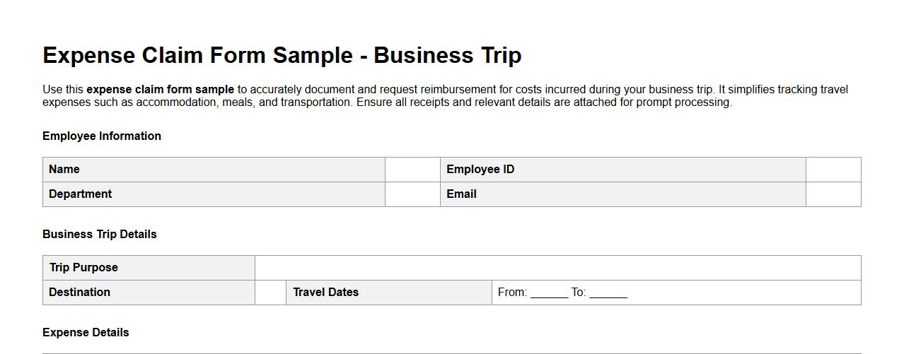 expense claim form sample for business trip image preview