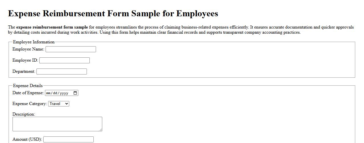 expense reimbursement form sample for employees image preview