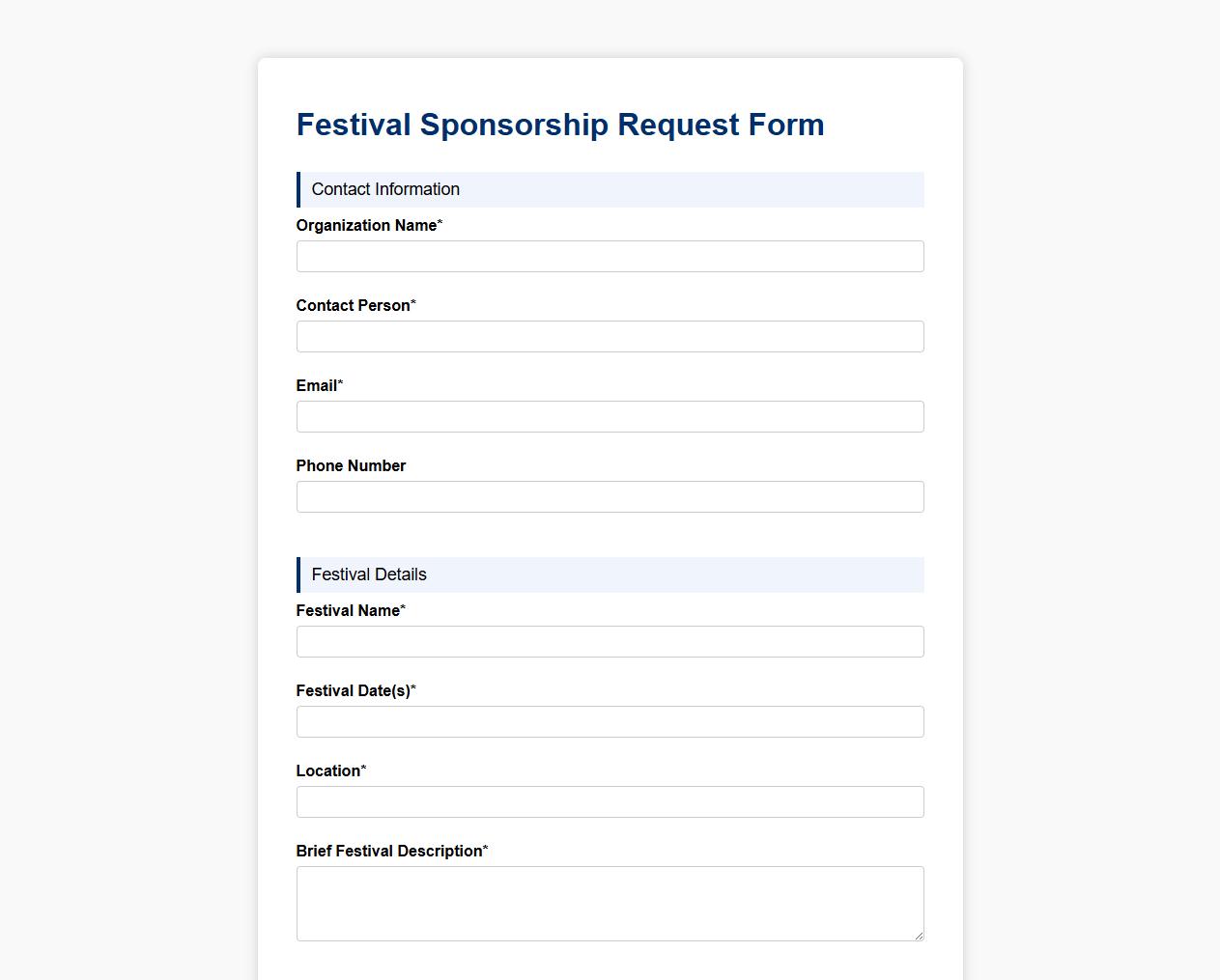 festival sponsorship request form sample image preview