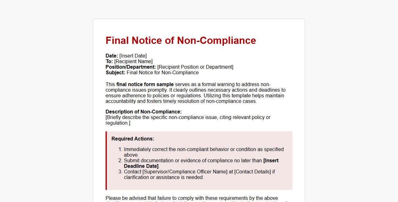 final notice form sample for non-compliance image preview