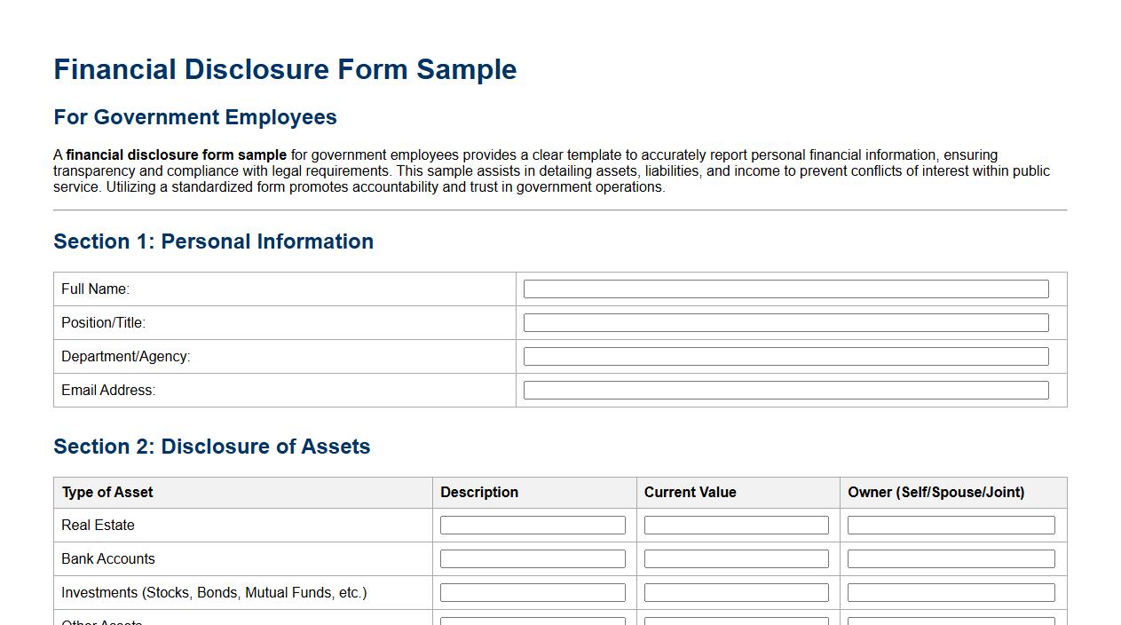 financial disclosure form sample for government employees image preview