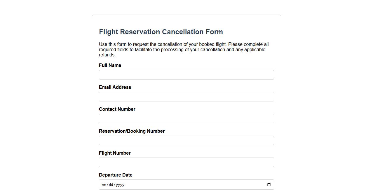 flight reservation cancellation form sample image preview