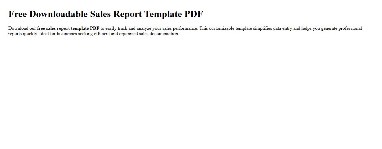 Free downloadable sales report template PDF image preview