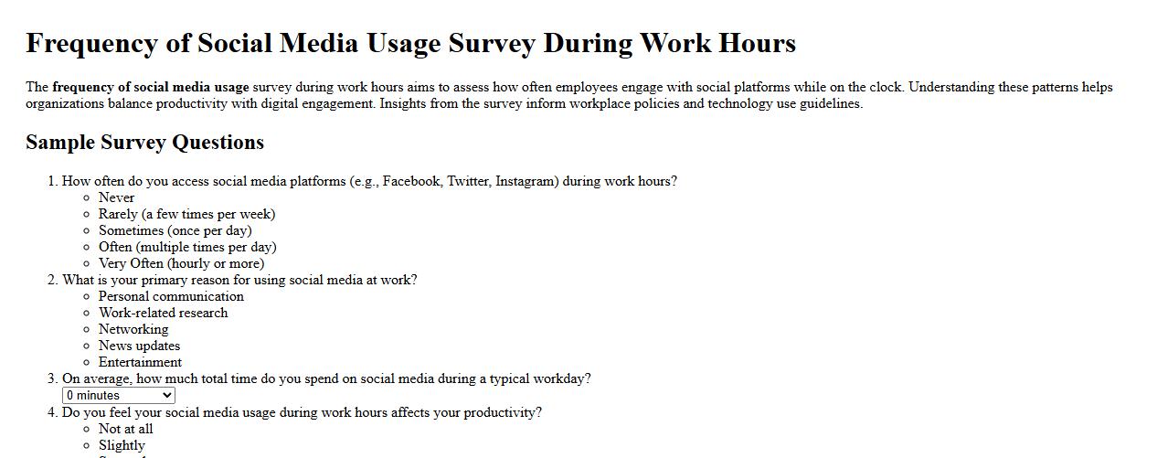 frequency of social media usage survey during work hours image preview