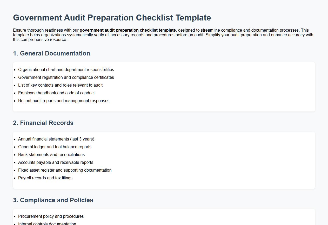 government audit preparation checklist template image preview