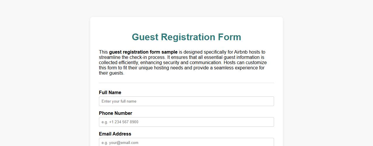 guest registration form sample for Airbnb hosts image preview