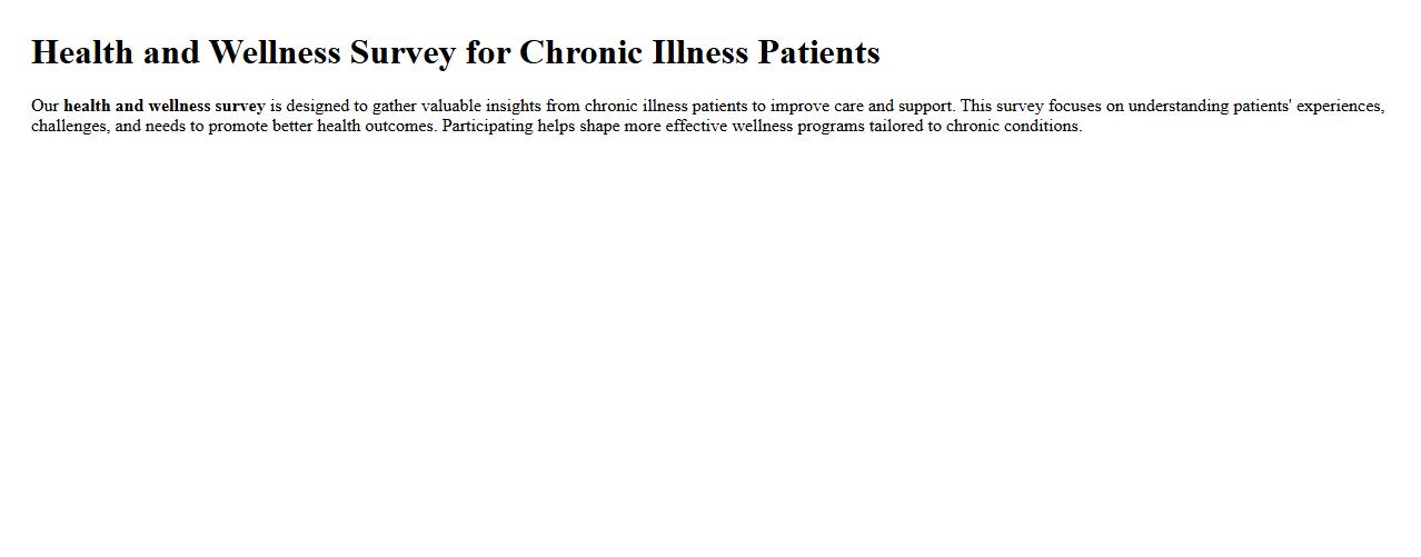 Health and wellness survey for chronic illness patients image preview