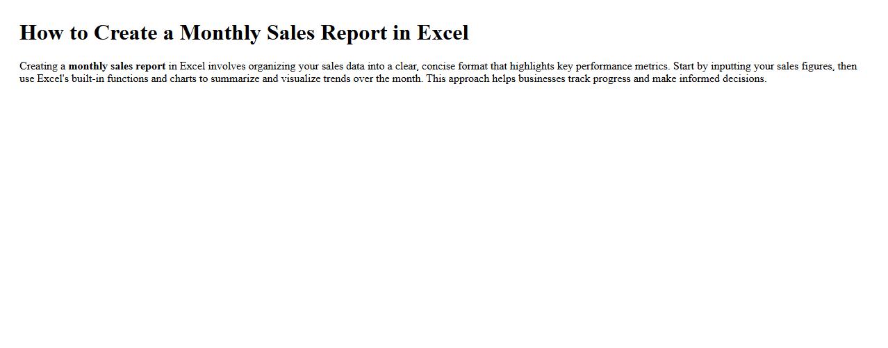 How to create a monthly sales report in Excel image preview