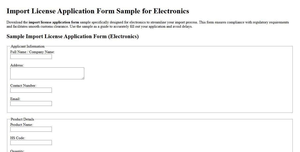 import license application form sample for electronics image preview
