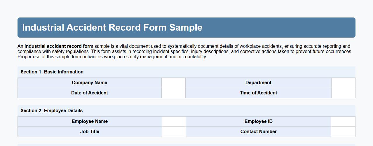 industrial accident record form sample image preview