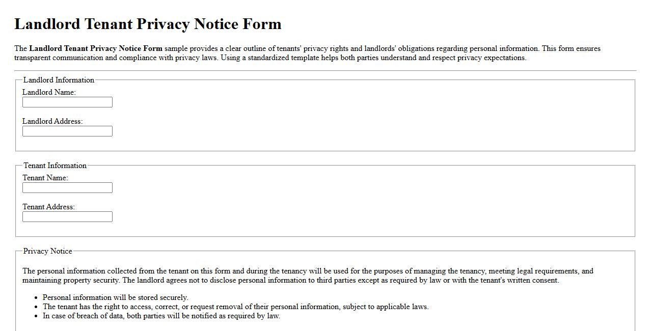 Landlord tenant privacy notice form sample image preview