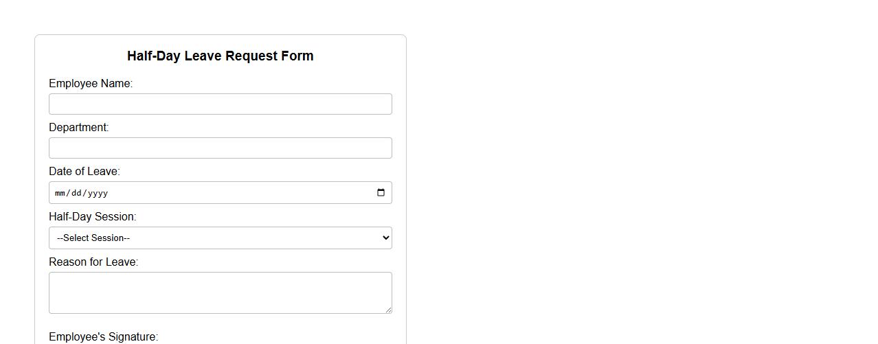 Leave request form sample for half-day leave image preview