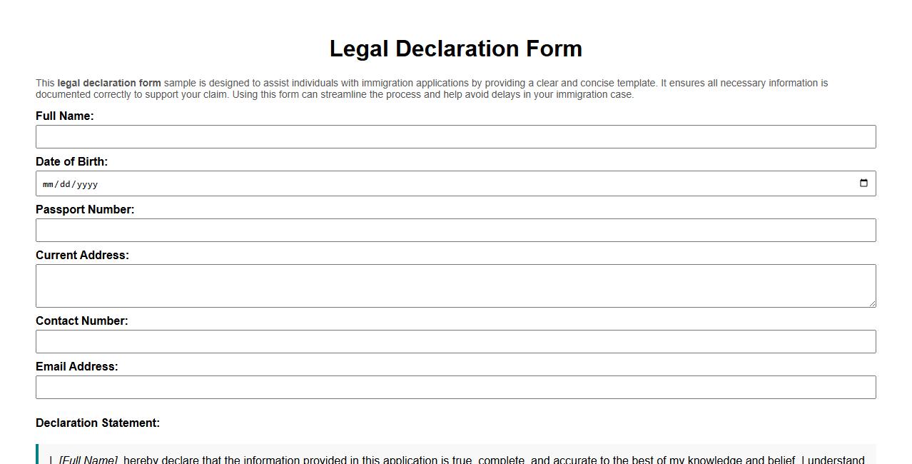 Legal declaration form sample for immigration purposes image preview