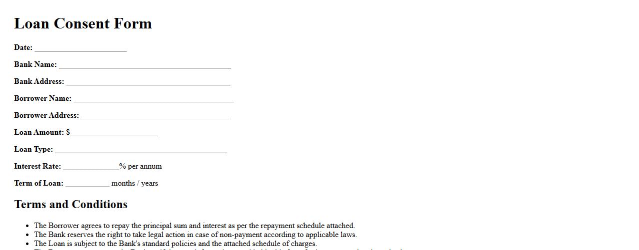 legally binding loan consent form sample for banks image preview