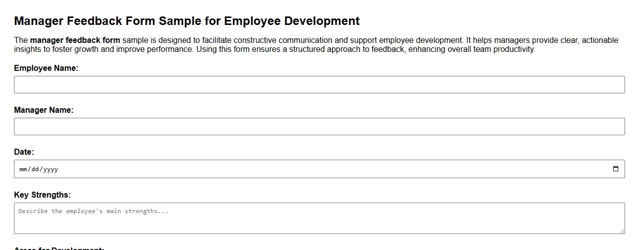 Manager feedback form sample for employee development image preview