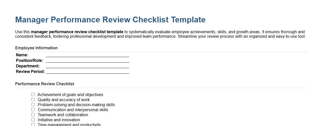 manager performance review checklist template image preview