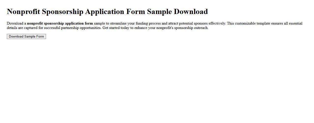Nonprofit sponsorship application form sample download image preview