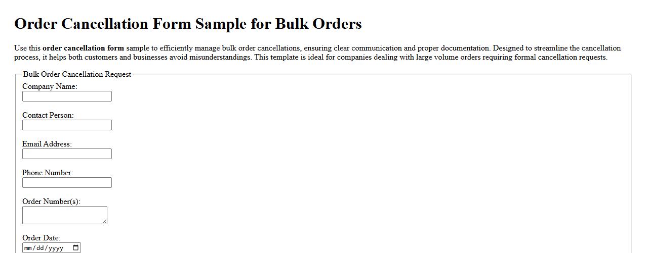 Order cancellation form sample for bulk orders image preview