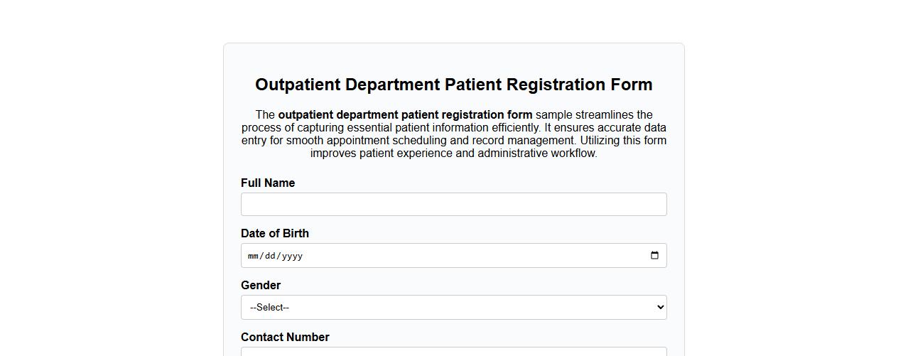 outpatient department patient registration form sample image preview