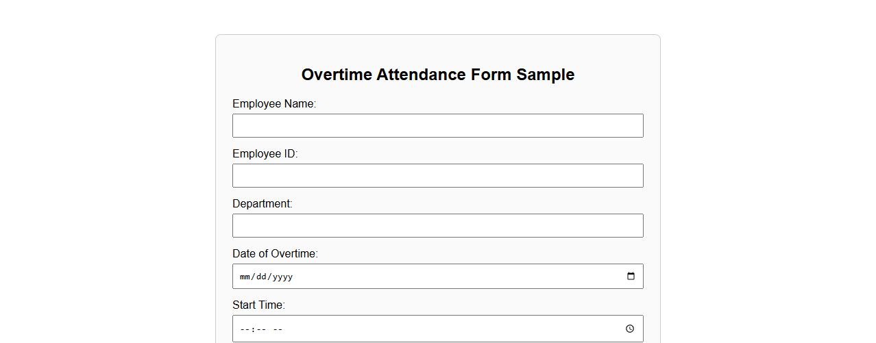 Overtime attendance form sample with reason for overtime image preview