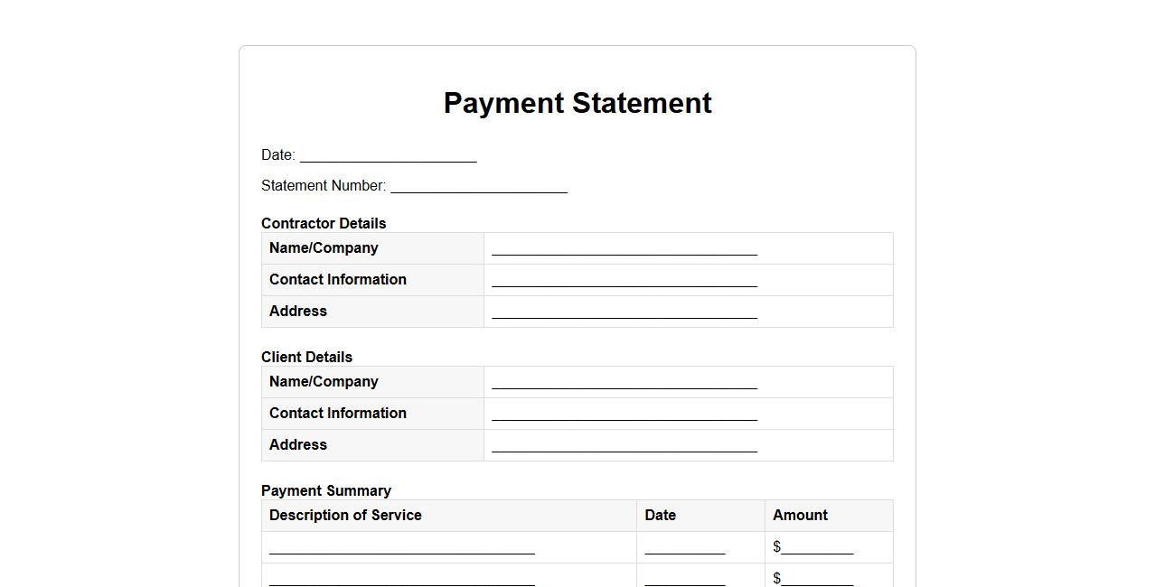 Payment statement template for contractor payments image preview