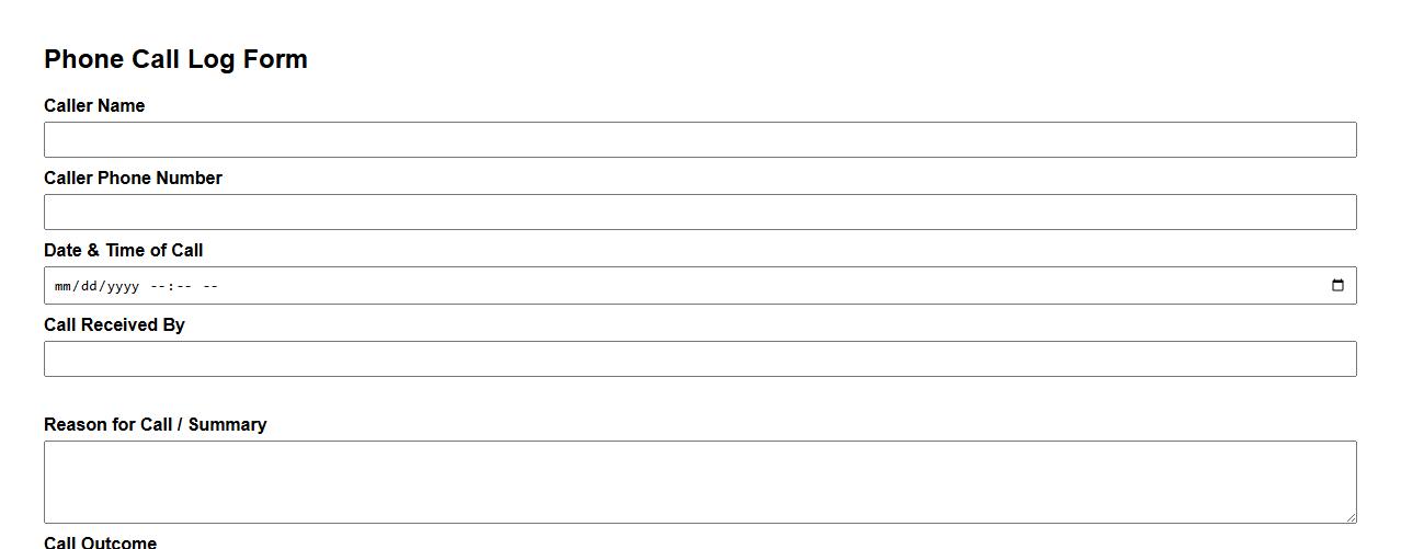 phone call log form sample with follow-up fields image preview