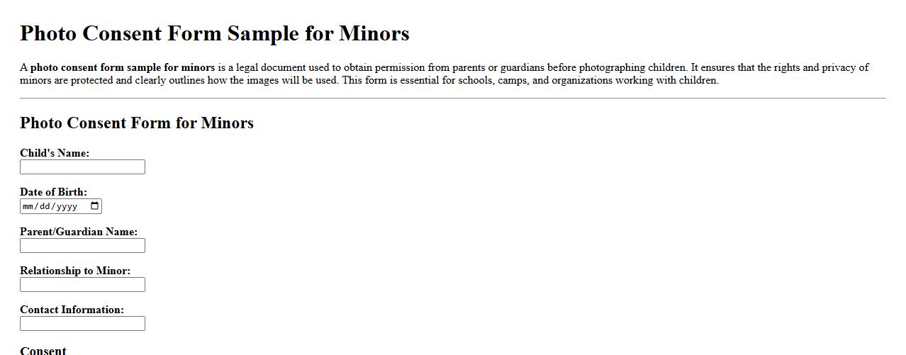 photo consent form sample for minors image preview