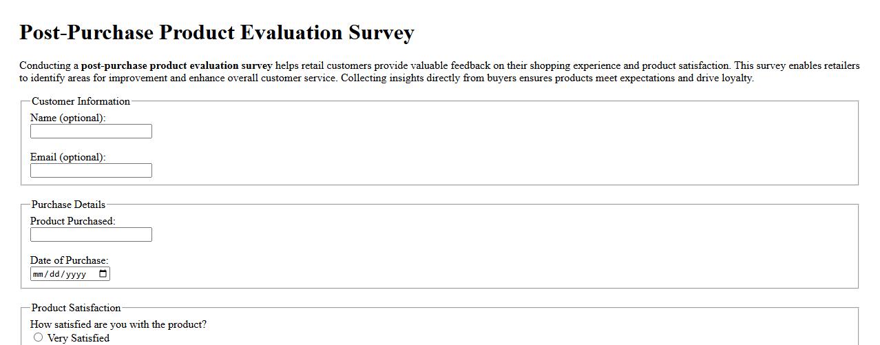 post-purchase product evaluation survey for retail customers image preview