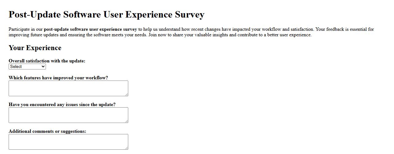 post-update software user experience survey image preview