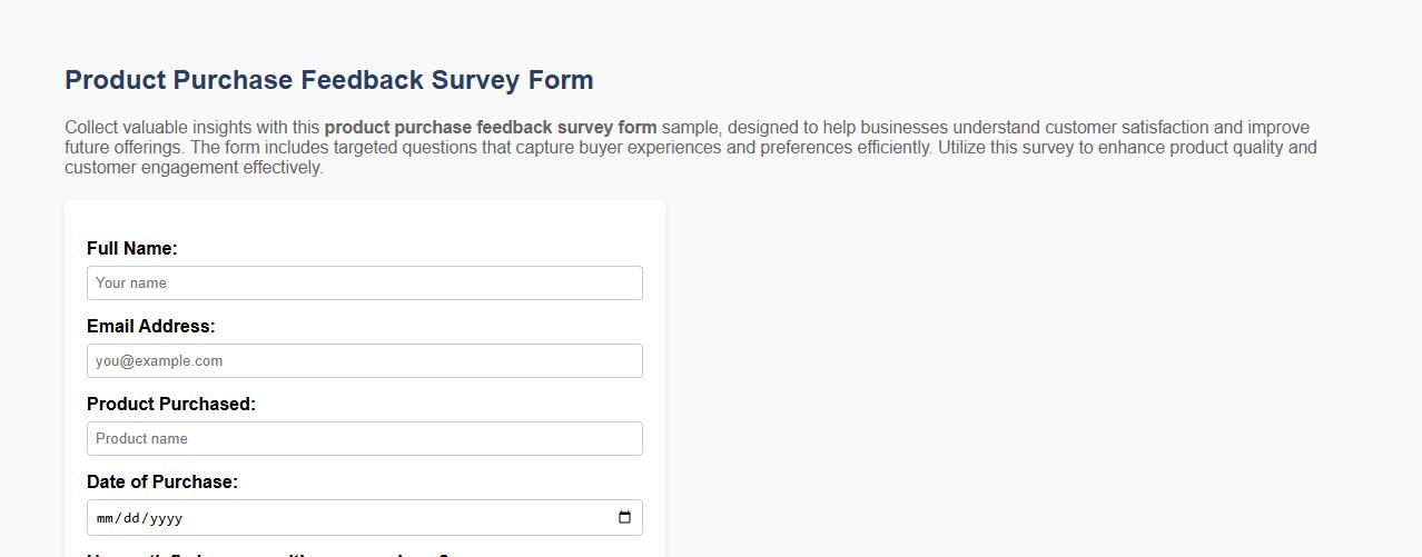 product purchase feedback survey form sample image preview