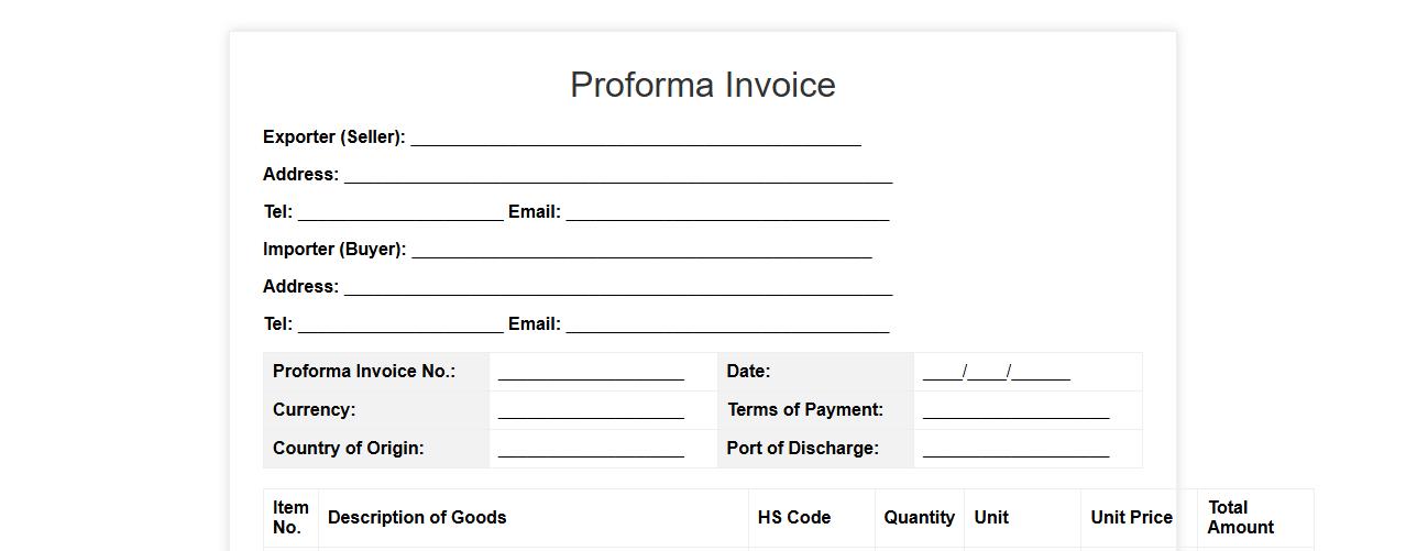 proforma invoice form sample for export business image preview