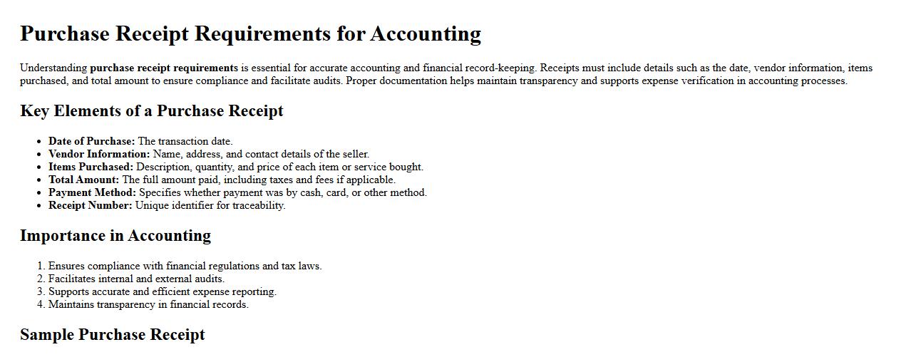 Purchase receipt requirements for accounting image preview