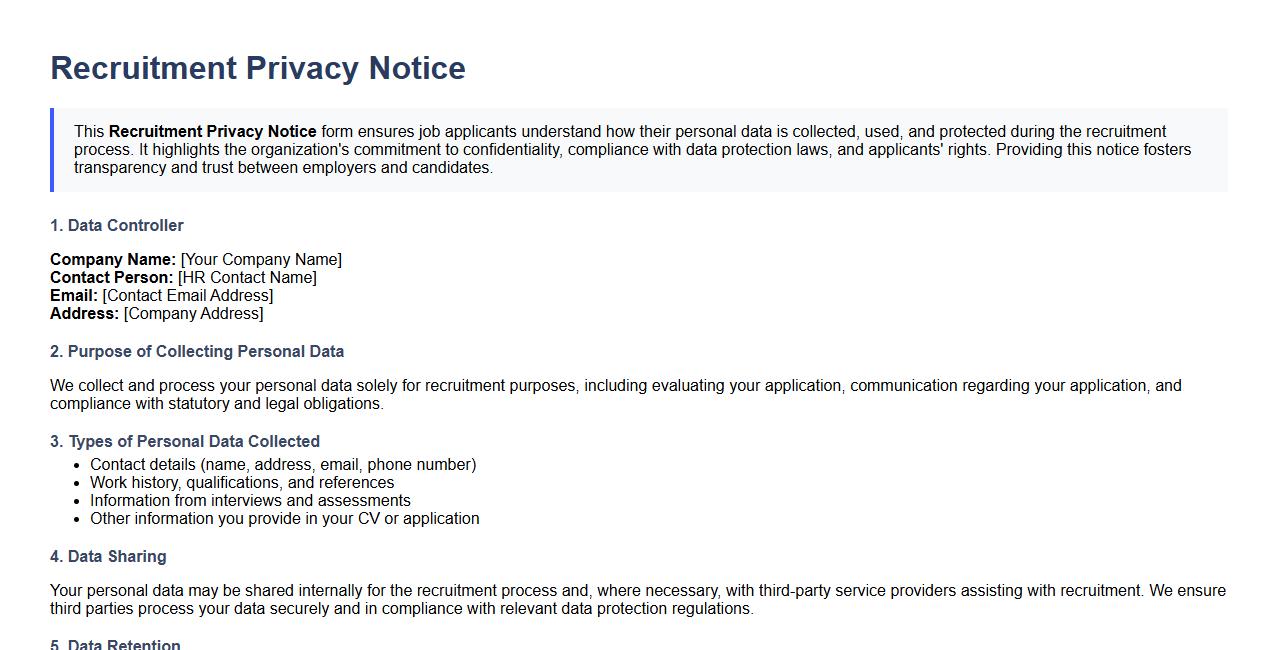 Recruitment privacy notice form sample for job applicants image preview