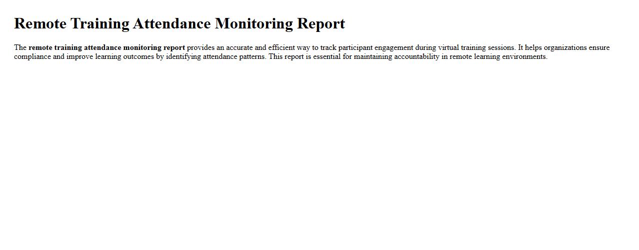 remote training attendance monitoring report image preview