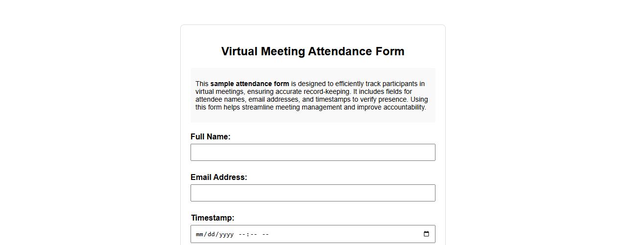 sample attendance form for virtual meetings image preview