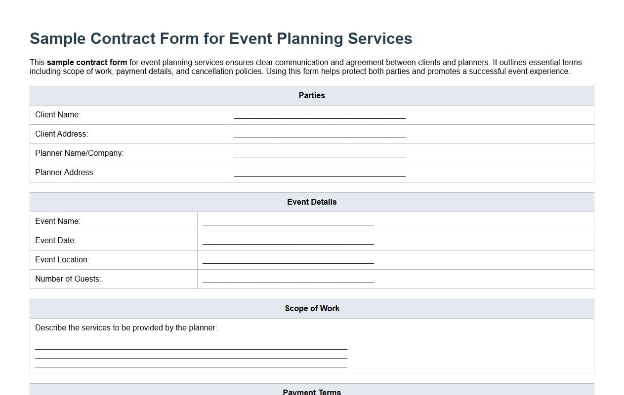 sample contract form for event planning services image preview