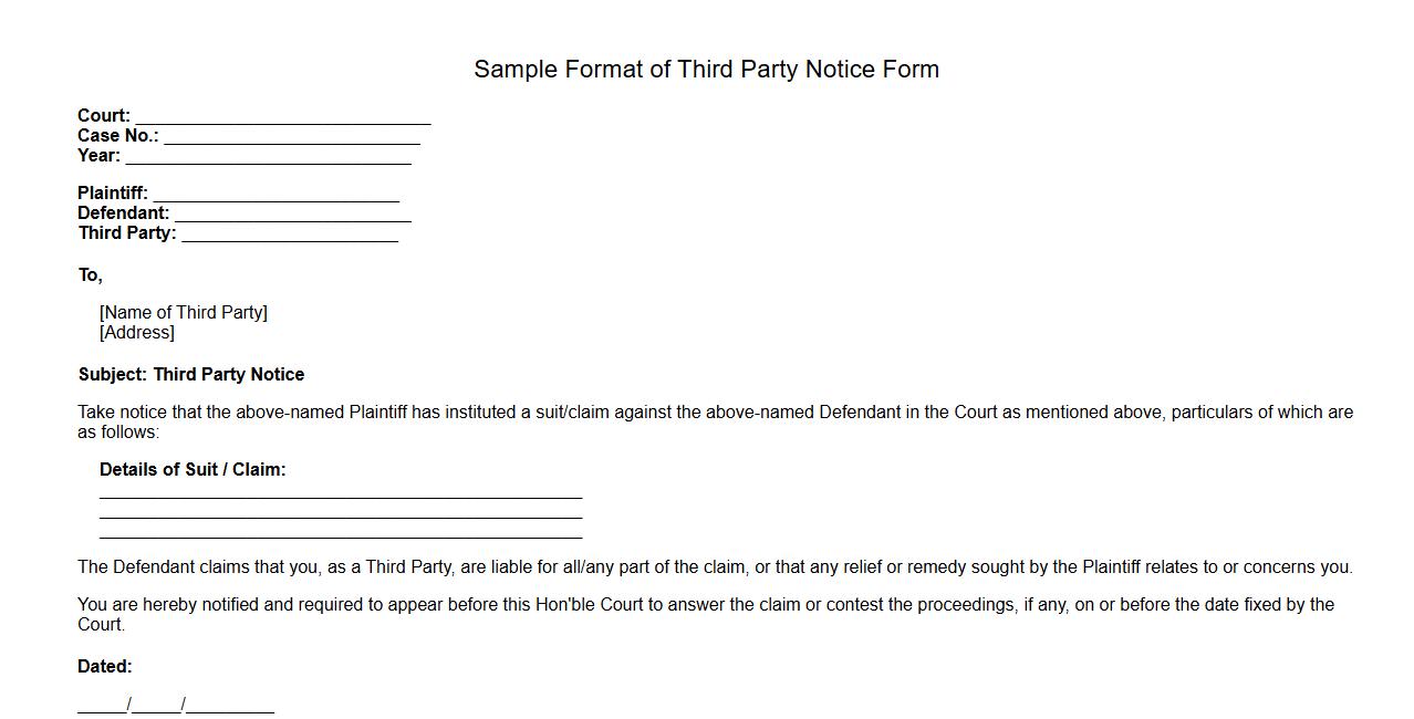 sample format of third party notice form in India image preview