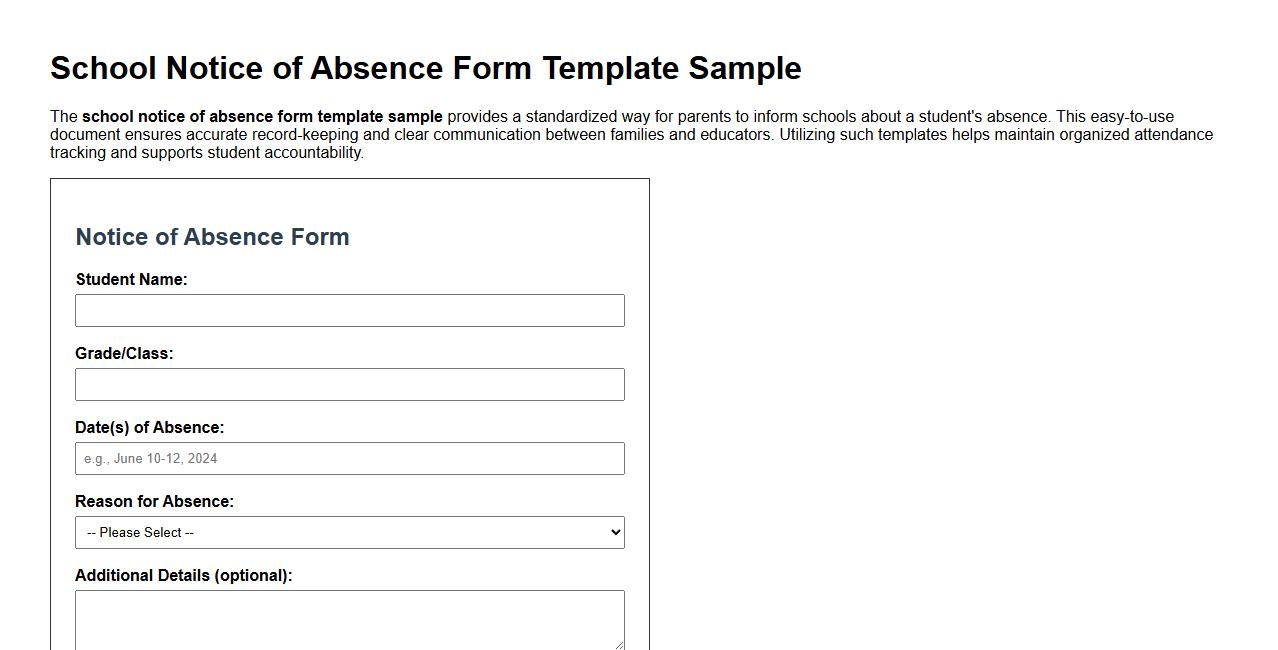 school notice of absence form template sample image preview