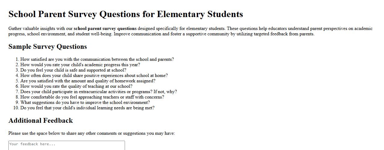 school parent survey questions for elementary students image preview