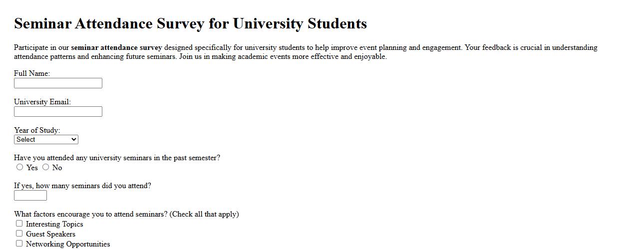 Seminar attendance survey for university students image preview